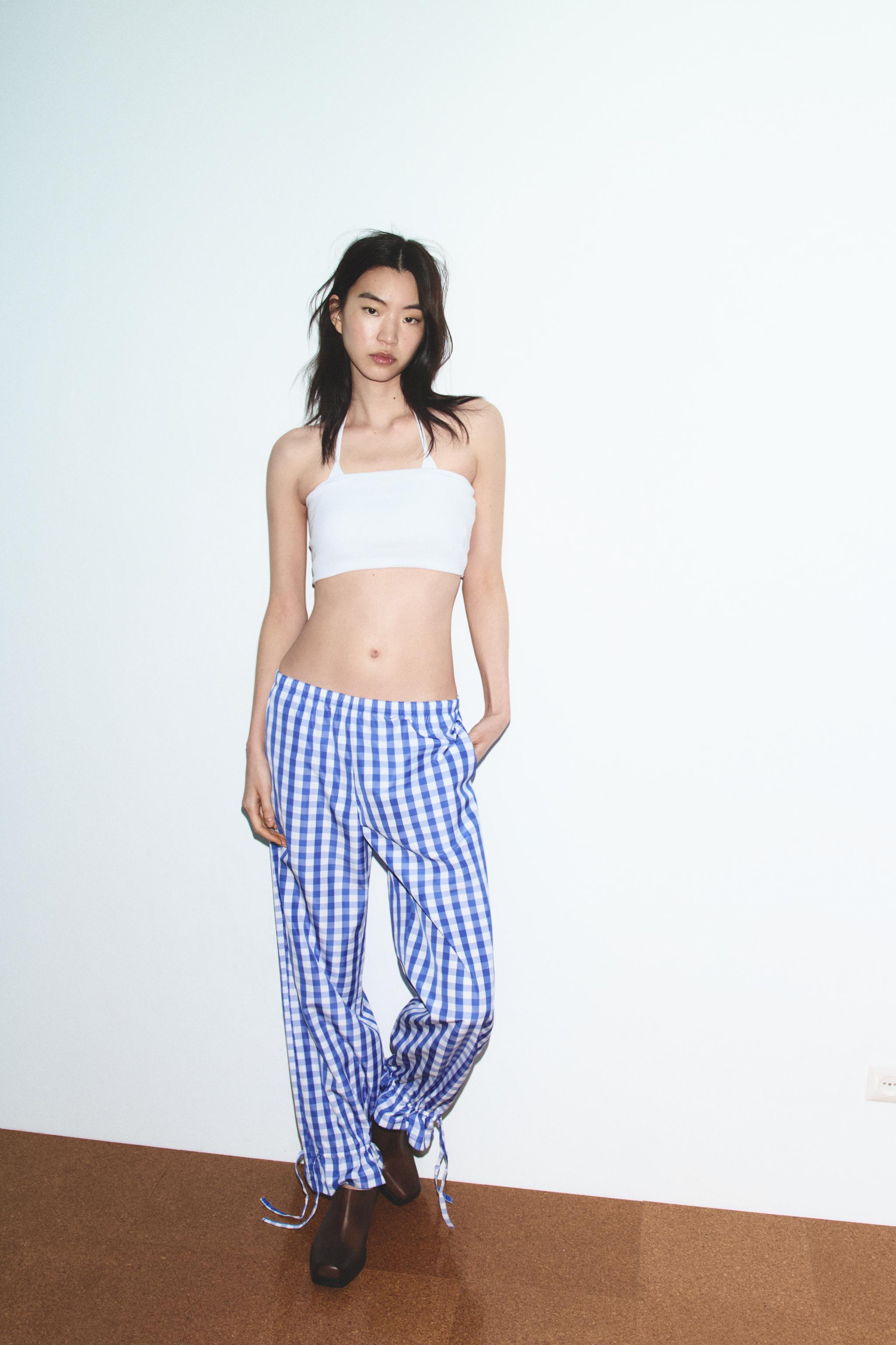 PANTALON À CARREAUX VICHY EN NYLON
